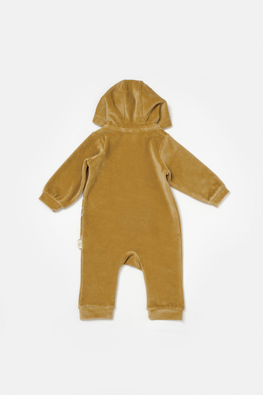 Salopeta Elefant cu maneca lunga si gluga din 80%bumbac organic si 20% poliester - , BabyCosy